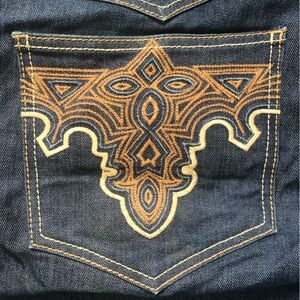 Men's Blue Jeans with Intricate Stitching